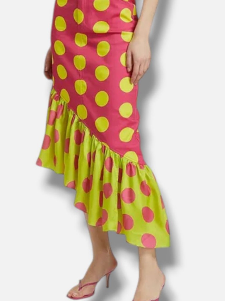 Bruceglen Women's Pink Ruffled Polka Dot Midi-Skirt Size 26 — image 2 of 2